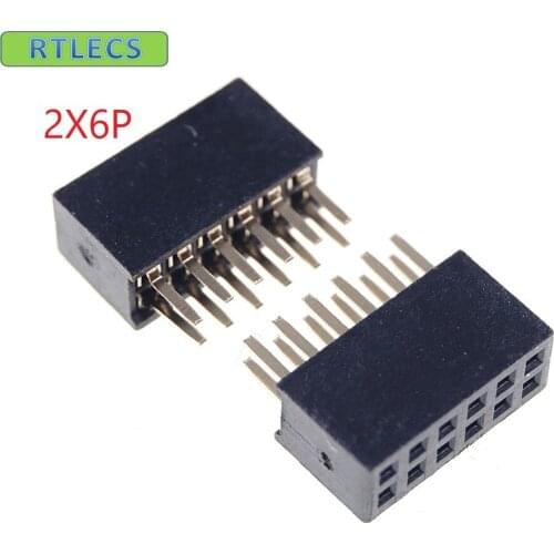 10pcs 2x6 P 12 pin 1.27mm Pitch Pin Header Female dual row straight through hole DIP Rohs Lead free