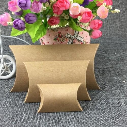 100PCS Black/Brown Pillow-shape Paper Boxes Blank Gift Boxes Kraft Storage Box Packing Candy Boxes For Jewelry/Candy/Handmade