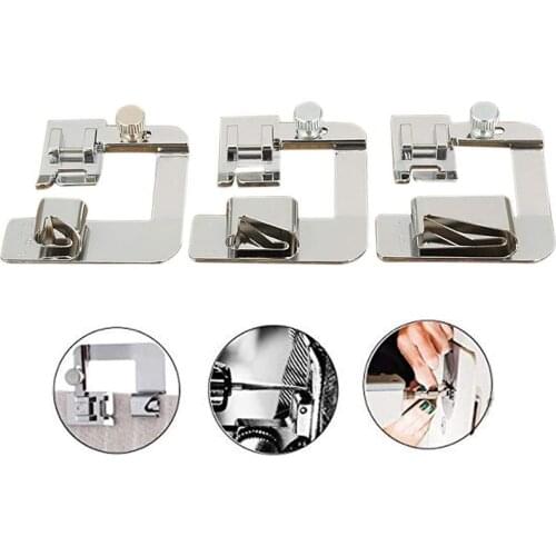 3PC 13/19/22mm Domestic Sewing Machine Foot Presser Foot Rolled Hem Feet For Brother Singer Sewing Accessories