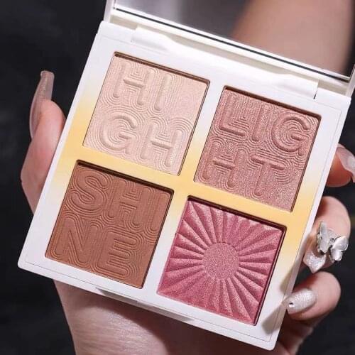 4 Color Shimmer Matte Illuminator Highlighter Bronzer Palette Makeup Face Blush Powder Contour Eyeshadow Palette Blush Cosmetic
