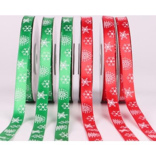 5Yards/Roll Green/Red Snowflake Organza Ribbon DIY Bownot Gift Wrapping Party Christmas Ribbons Decoration 10 mm