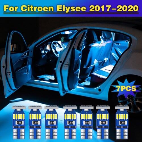7pcs Error Free Auto LED Bulbs Car Interior lights Dome Reading Light Trunk Lamp For Citroen Elysee 2017 2018 2019 2020