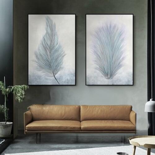 Abstract Ginkgo Leaf Wall Art Canvas Painting Nordic Feather Plants Poster For Living Room Porch Home Decor No Frame Cuadros