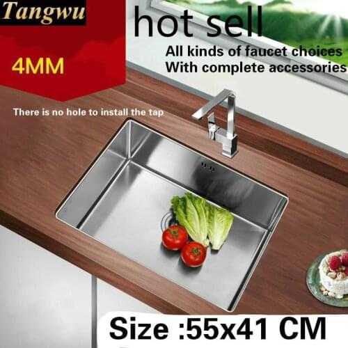 Free shipping Kitchen sink durable stainless steel thick hand made single slot hot selling 550x410 MM