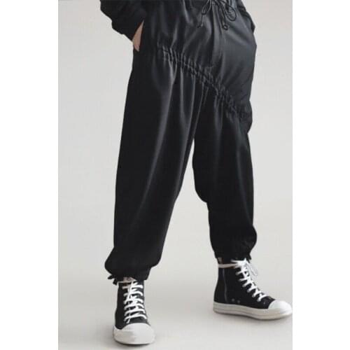 Spring and Autumn new mens pants leg drawstring pants face elastic design cycle pants solid color nine fen knickerbockers