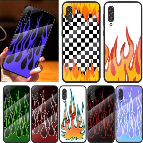 Neon Flames Fire For Samsung Note 20 10 9 8 Ultra Lite Plus 5G A70 A50 A40 A30 A20 A10 Tempered Glass Phone Case