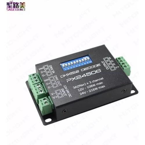 DC12V-24V PX24506 DMX512/1990 Controller 3 Channels for RGB LED Bulb Light Lamp