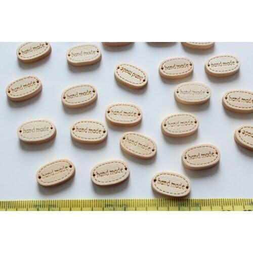 500pcs of Handmade signature wood Wooden buttons Badges Beads size 18mm unvarnished selected