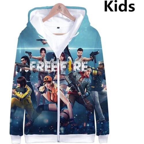 3 To 14 Years Kids Hoodie Free Fire 3D Zipper Hoodie boy/girls Sweatshirt Long Sleeve Cartoon Jacket Coat Children pullover
