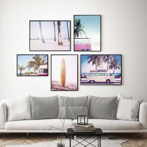 Travel bus Landscape Nordic Style Wall Art Print Canvas Poster Painting Scandinavian Decorative Picture Modern Living Room Decor