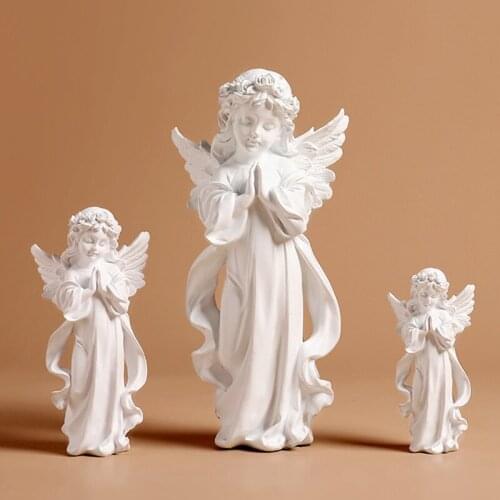 Nordic style Cute white angel statues figures Creative resin Craftwork modern art Home living room bedroom Desk accessory gifts