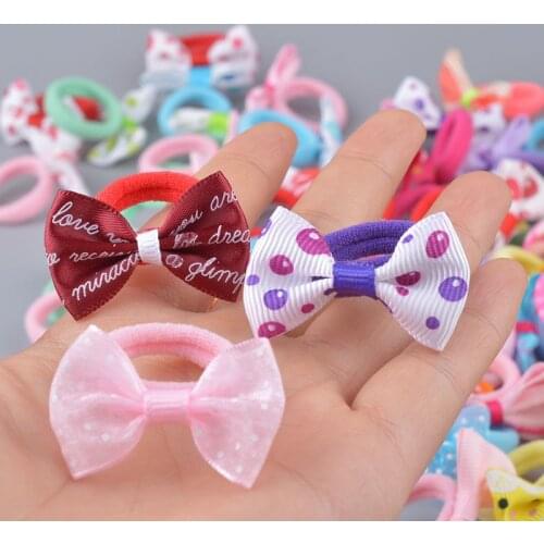 10 Pcs Korean Wersion Novelty Mini Solid Baby Elastic Rubber Band Head Rope Ribbow Bow Tie For Girls Headwear Hair Accessories