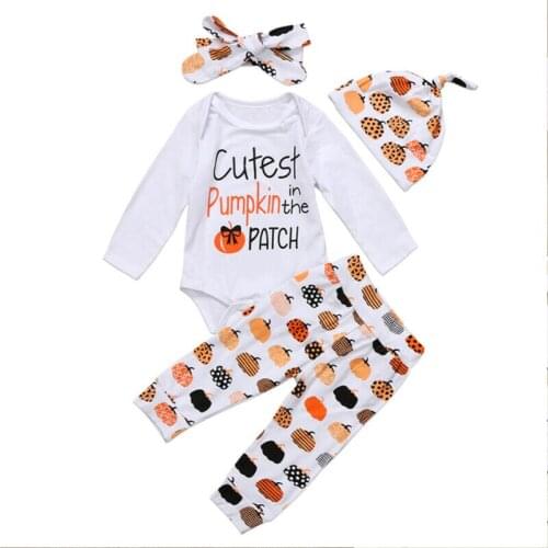 Baby Letter Clothing Set My First Halloween Newborn Baby Boy Girl Clothes Pumpkin Romper Pants Outfit Set 0-18 Months