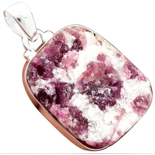 Lovegem Genuine PINK TURMULINE QUARTZ Pendant 925 Sterling Silver,39mm, AP2037