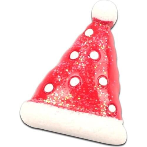 LF 10Pcs Resin Christmas Hat Patch Decoration Crafts Flatback Cabochon Embellishments For Scrapbooking Diy Accessories
