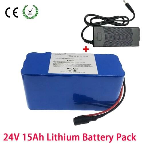 24V 15Ah Lithium Battery Built-in 21700 Pack For 250W 350W 500W 750W Electric Bicycle With 25A BMS And 29.4V2A Charger