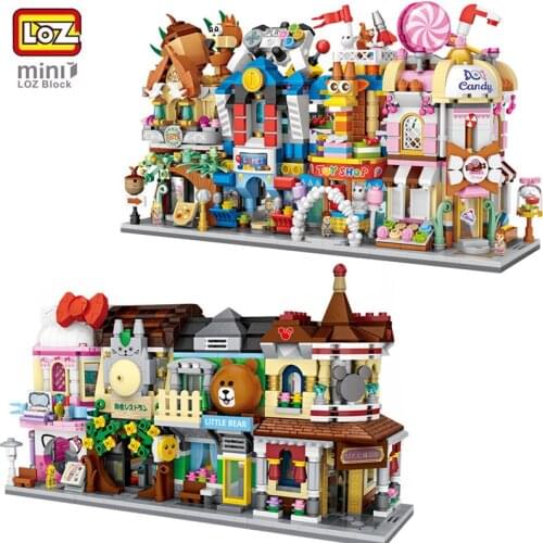 LOZ Mini Bricks City View Scene Mini Street Model Building Block Toys Gaming Room Candy Shop Toy Store Architecture Children DIY