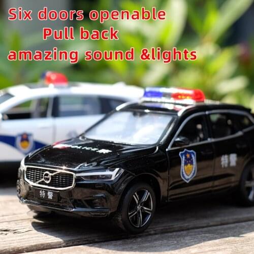 1:32 XC60 Metal Alloy Diecast Car Model Toy China police Model With Pull Back Sound Light Model For Children Car Toys