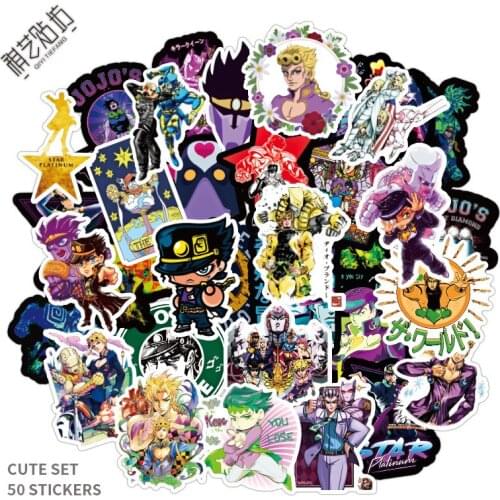 50pcs Anime Stickers JOJOs Bizarre Adventure Golden Wind Sticker Giorno Giovanna Bruno Bucciarati Stickers For Laptop Suitcase