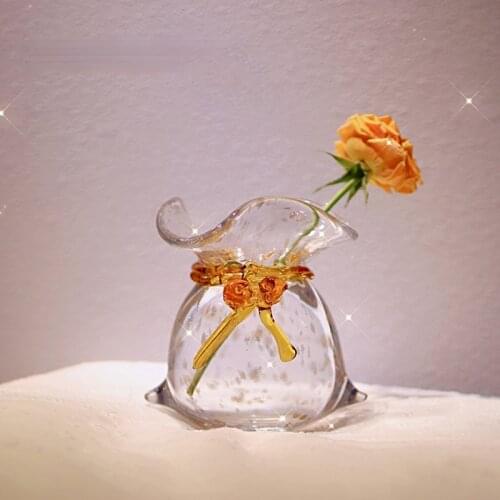 Nordic Creative Vases Transparent Glass Tabletop Ornaments Purse Vases Water Luxury Deco Maison Home Decoration DI50HP