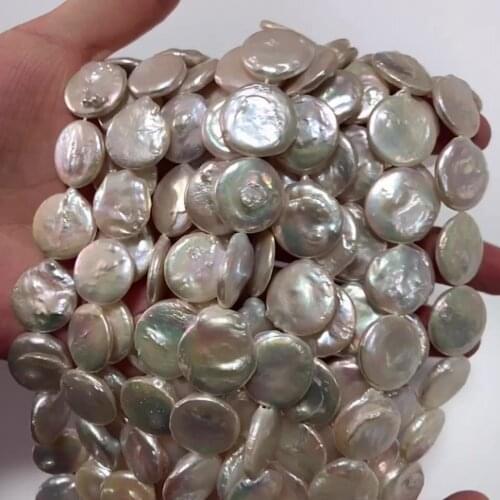 New 16-17mm Freshwater Pearl Loose strands Flawless Coin Shape Natural Frewshwater Pearl Necklace Wholesale For Gift