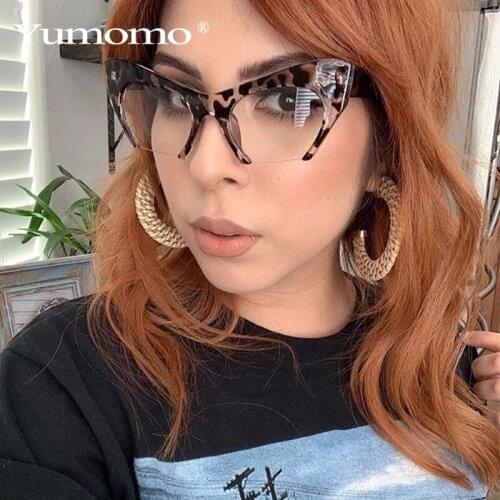 Vintage Classic Cat Eye Glasses For Women Men Half Frame Clear Lens Glasses Frame Myopia Optical Glasses Frame Leopard Eyewear