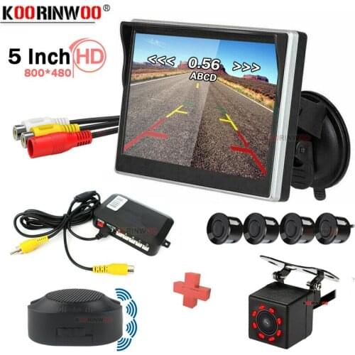 Koorinwoo Automobiles Parktronic Auto Parking Sensors kit 4 With Camera Rear Radars Detector Intelligent System Alert Buzzer 12V