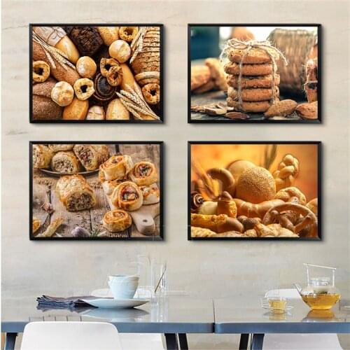 Biscuit Cake Bread Cookies Sweet Dessert Wall Art Canvas Painting Posters Prints Wall Pictures For Living Room Cafe Hotel Decor