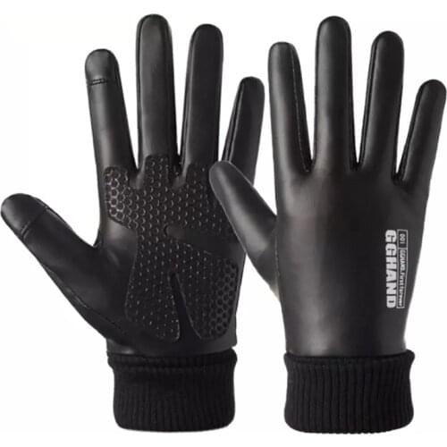 Cold-proof Ski Gloves Waterproof Winter Leather Glove Cycling Fluff Warm Gloves For Touchscreen Cold Weather Windproof Anti Slip