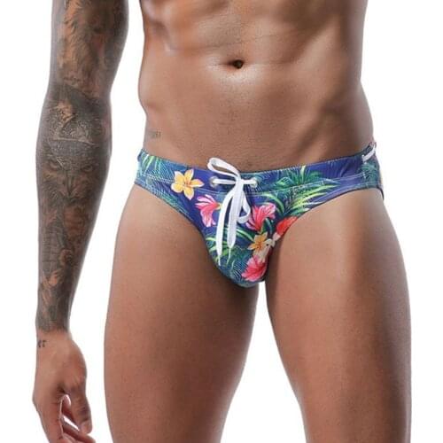 Low Waist Swimwear Briefs Men Printing Swimsuit Triangle Mens Swim Trunks String Swimsuits Sexy Short Sport homme Brave Person