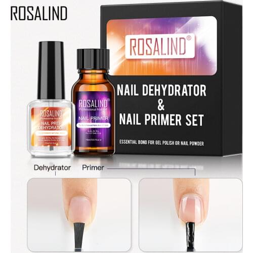 ROSALIND Nail Primer And Nail Prep Dehydrator Set 15ML No Need of UV LED Lamp Manicure for Nail Art Gel Nail Polish