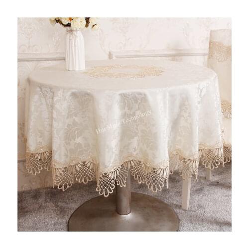 European embroidery fabric round table cloth pad home small tablecloth lace anti-scalding turntable tablecloth table cover HM42