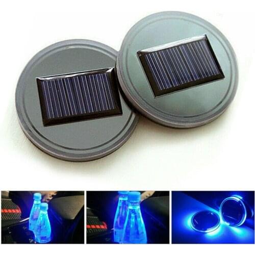 2pcs Led Car Cup drink Holder Light For Toyota Nissan Ford BMW Mercedes Audi Jeep Solar-powered luminous coaster Accessories