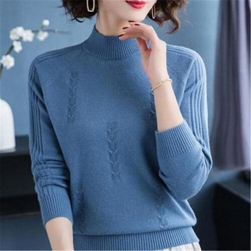 2021 Turtleneck Sweater Autumn Winter Knitted Pullovers Women Sweaters Casual Loose Long Sleeve Solid Color Female Jumper tops
