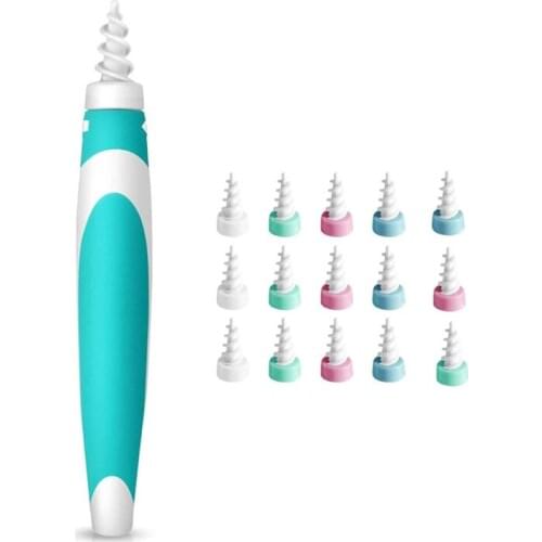 Ear Cleaner Earpick Ears Wax Remover Spiral Earwax with 16 Replacement Tips Care Tools Easy to Use