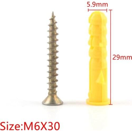 20pcs M6*30mm M8*40mm Expansion Screw Fastener Plastic Anchor Wall Plastic Pipe Nylon Expansion Bolt Plastic Expansion Tube