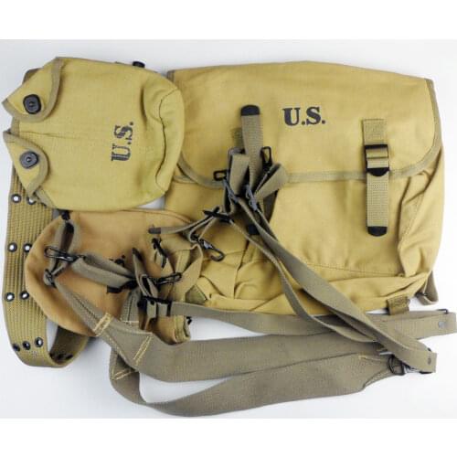 WWII WW2 US ARMY LOAD CARRYING EQUIPMENT WWII US M1936 FIELD PACK BAG BELT STRAP COVER Soldier Military War Reenactments