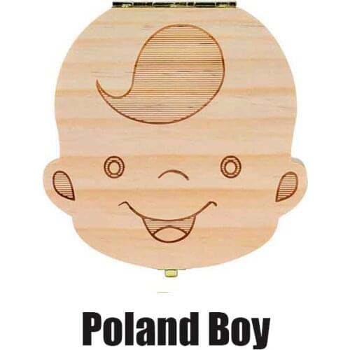 Turkey/ English/Dutch Baby Tooth Box Wooden Milk Teeth Organizer Storage Boys Girls Save Souvenir Case Gift Tooth Organizer