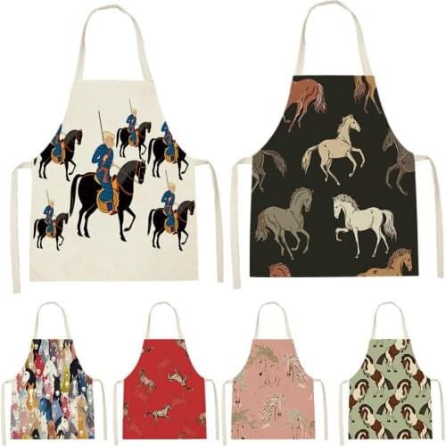 1 Pcs Of Galloping Horse Pattern Riding Print Sleeveless Apron ChildrenS Home MenS And WomenS Anti-Fouling Apron Kitchen Bib