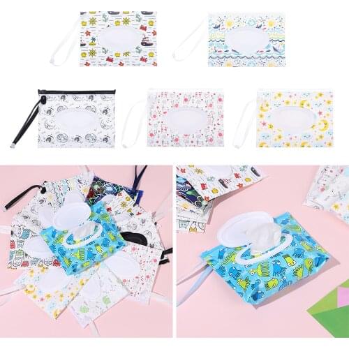 1Pcs Wet Wipes Bag with Snap Strap EVA Baby Wet Wipes Box Portable Reusable Wipes Container Eco-friendly Cleaning Wipes Case