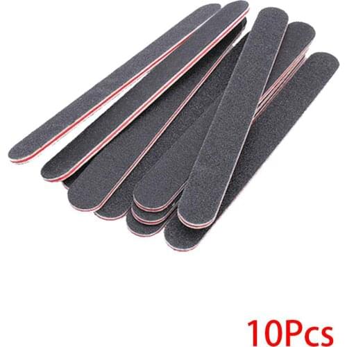 10pcs Nailfile Professional Nail Buffer Black Sandpaper Strong Straight Lime Angle 100/180 Buffing Sanding Files