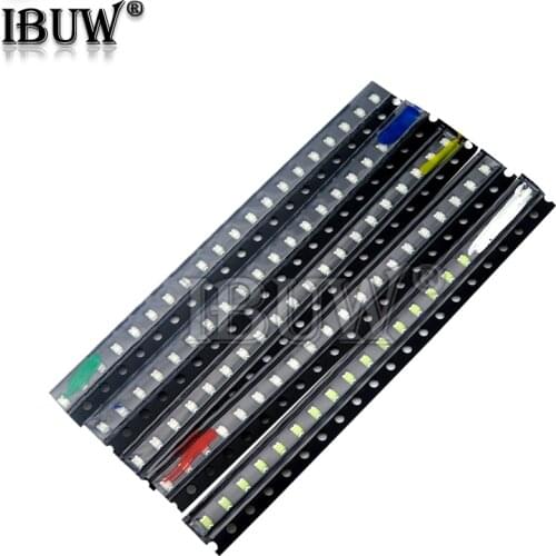100PCS=5 colors x 20pcs 5050 5703 1210 1206 0805 0603 LED Diode Assortment SMD LED Diode Kit Green/ RED / White / Blue / Yellow