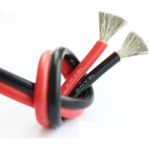 2-core high temperature resistant silicone red and black double parallel wire 26/24/22/20/18/17/16/14/12AWG