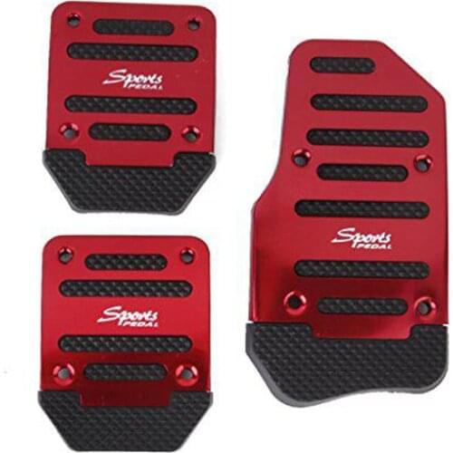 3PCS/Set Car Manual Automatic Transmission Brake Non-Slip Racing Manual Car Truck Pedals Pad Cover Set Red Car Part Accessories