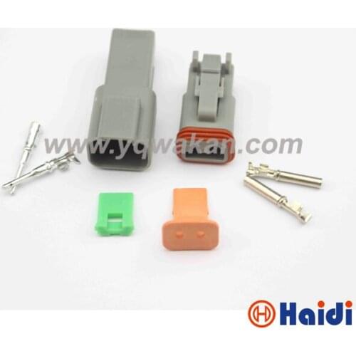 Free shipping 2sets 2pin auto wiring harness waterproof complete male and female connector DT04-2P DT06-2S
