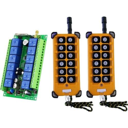 3000m DC 12V 24V 10A 433mhz 12 channel RF Wireless Remote Control switch Industrial crane Multiple power Remot transmitter