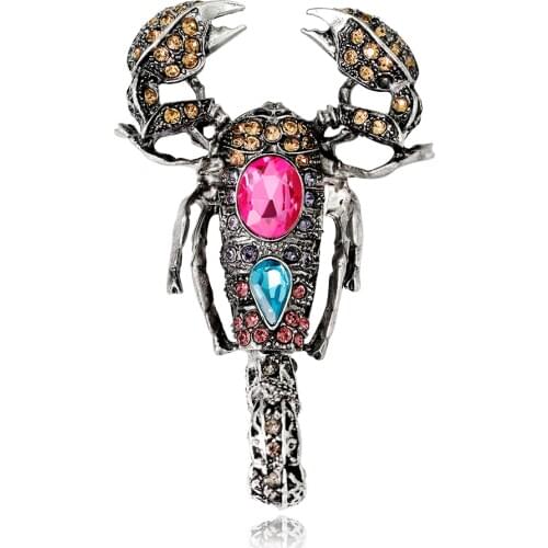 Crystal Scorpion Shape Brooches Resin Brooch Pins for Girls Women Party Jewelry Gifts