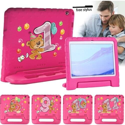 Case for Huawei Mediapad T5 10 10.1inch Kids Shockproof Tablets Protective shell Cover for Huawei Mediapad T3 9.6 Inch+Stylus