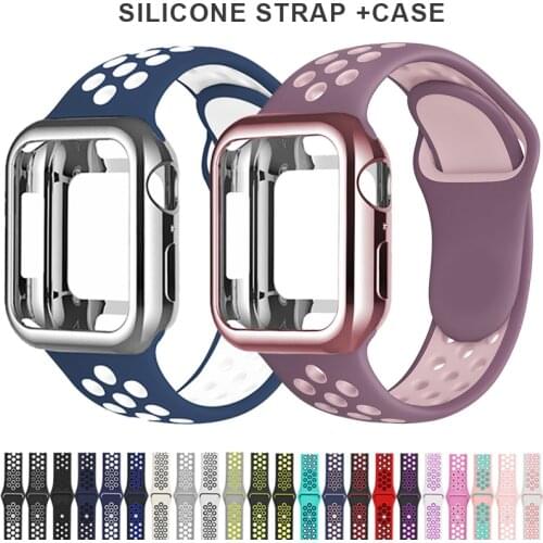 Case+strap for Apple watch 6 band 44mm 40mm 42mm 38mm Breathable bracelet wristband correa for Apple watch SE 3 4 5 6 Accessorie