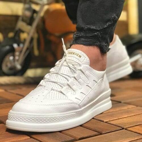 Chekich Sneakers For Men White Artificial Leather Casual Comfortable Spring and Autumn Seasons 2021 Fashion Breathable Wedding Suits Formal Orthopedic Insole Walking Sport Lightweight Running Flexible CH040